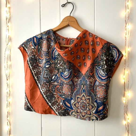 Rare Vintage CHLOE Silk Paisley Bandana Cropped Blouse XS